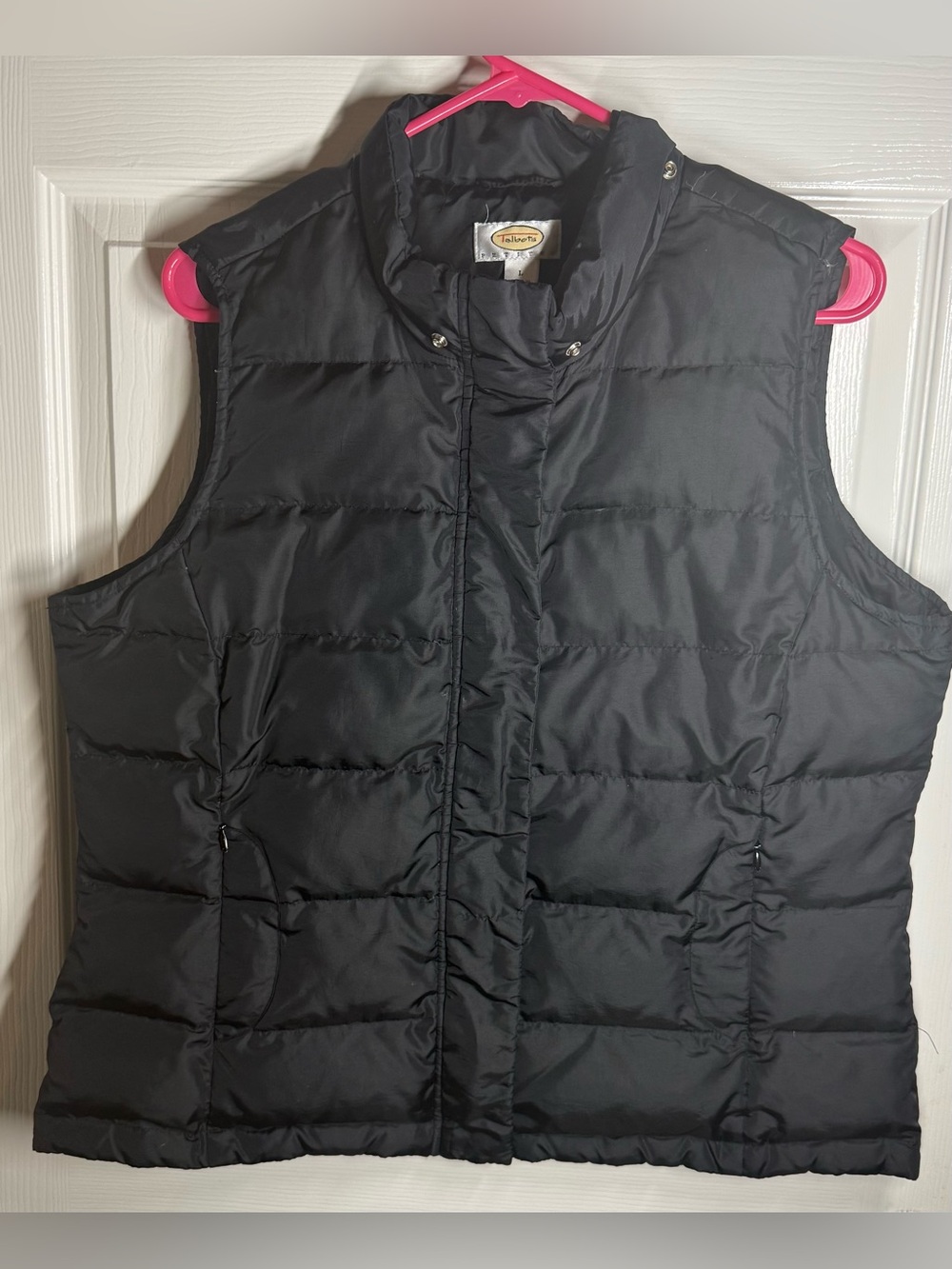 Talbots Petite Black Goose Down Quilted Puffer Vest Size L